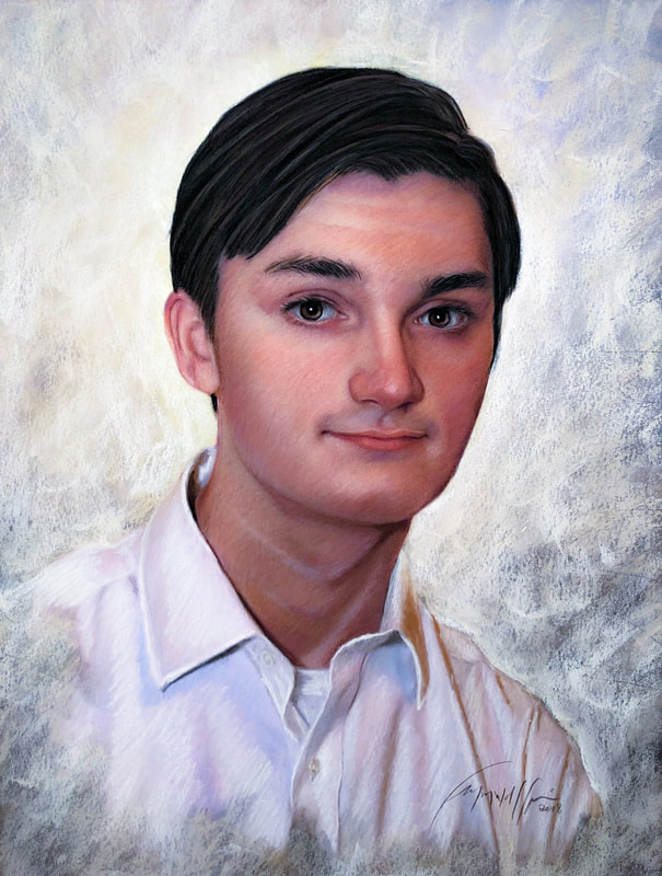 Young man's pastel portrait