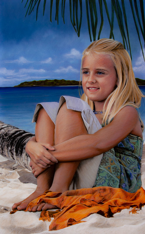 Girl by the Beach pastel portrait